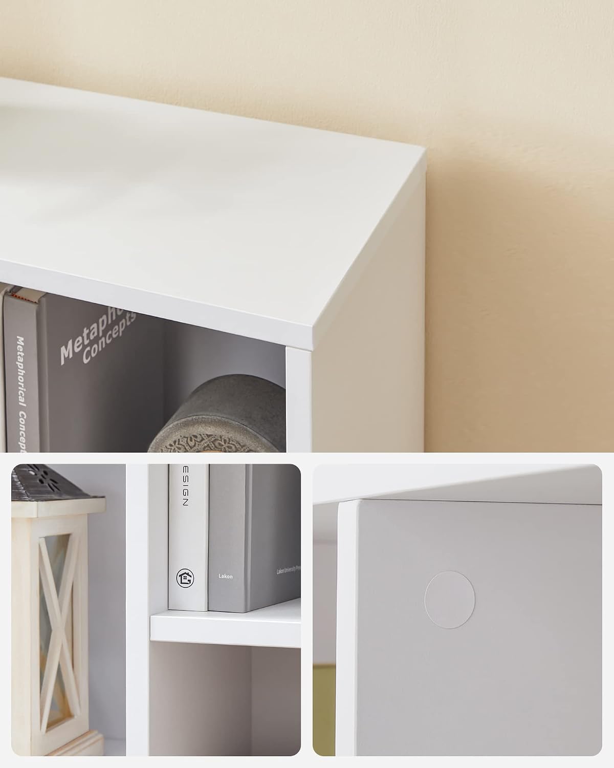 Detalle de VASAGLE LBC52WT 8-Compartment Bookcase, White, 30 x 97.5 x 100 cm