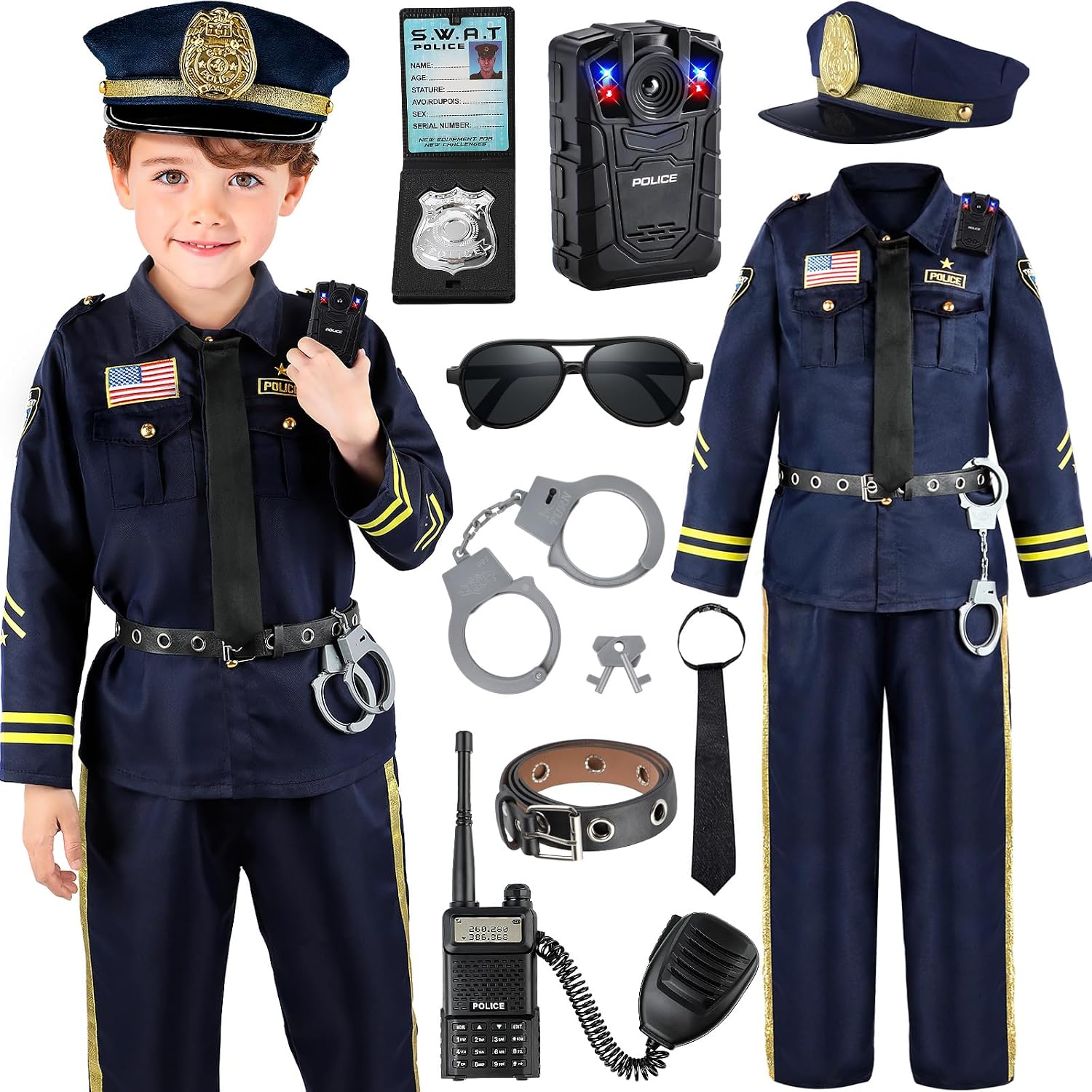 Detalle de Joycover Kids’ Police Costume Set with Light-Up, Sound-Emitting Toy Camera