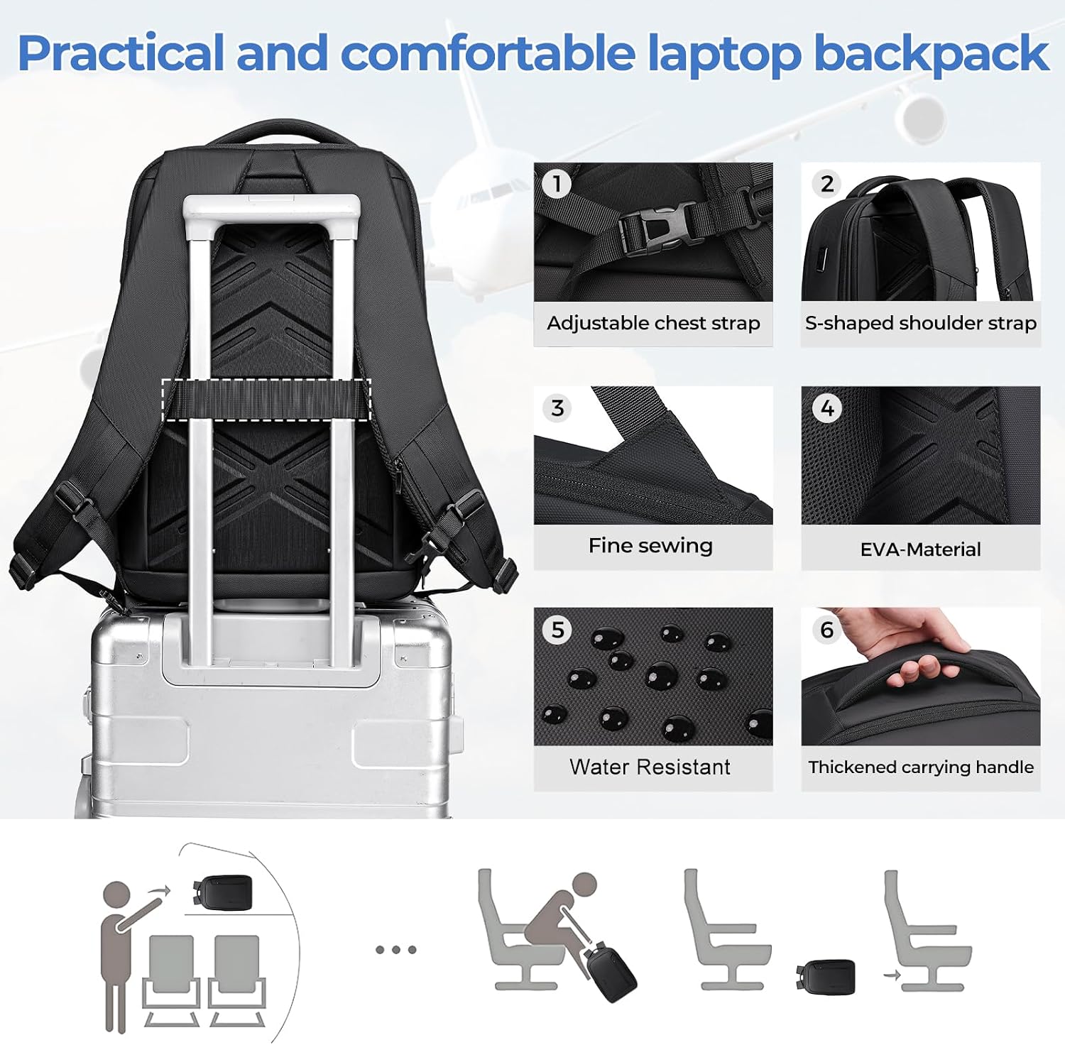 Detalle de Fenree.geer Laptop Backpack with USB Port – 26L-38L Expandable Travel Backpack for 17-inch Laptops