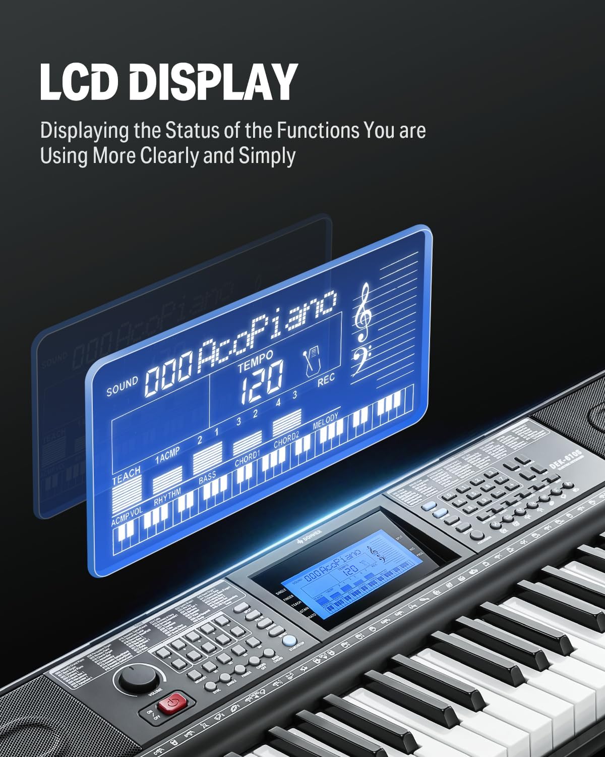 Detalle de Donner DEK-610S 61-Key Keyboard Kit with 249 Voices, Stand and Bench