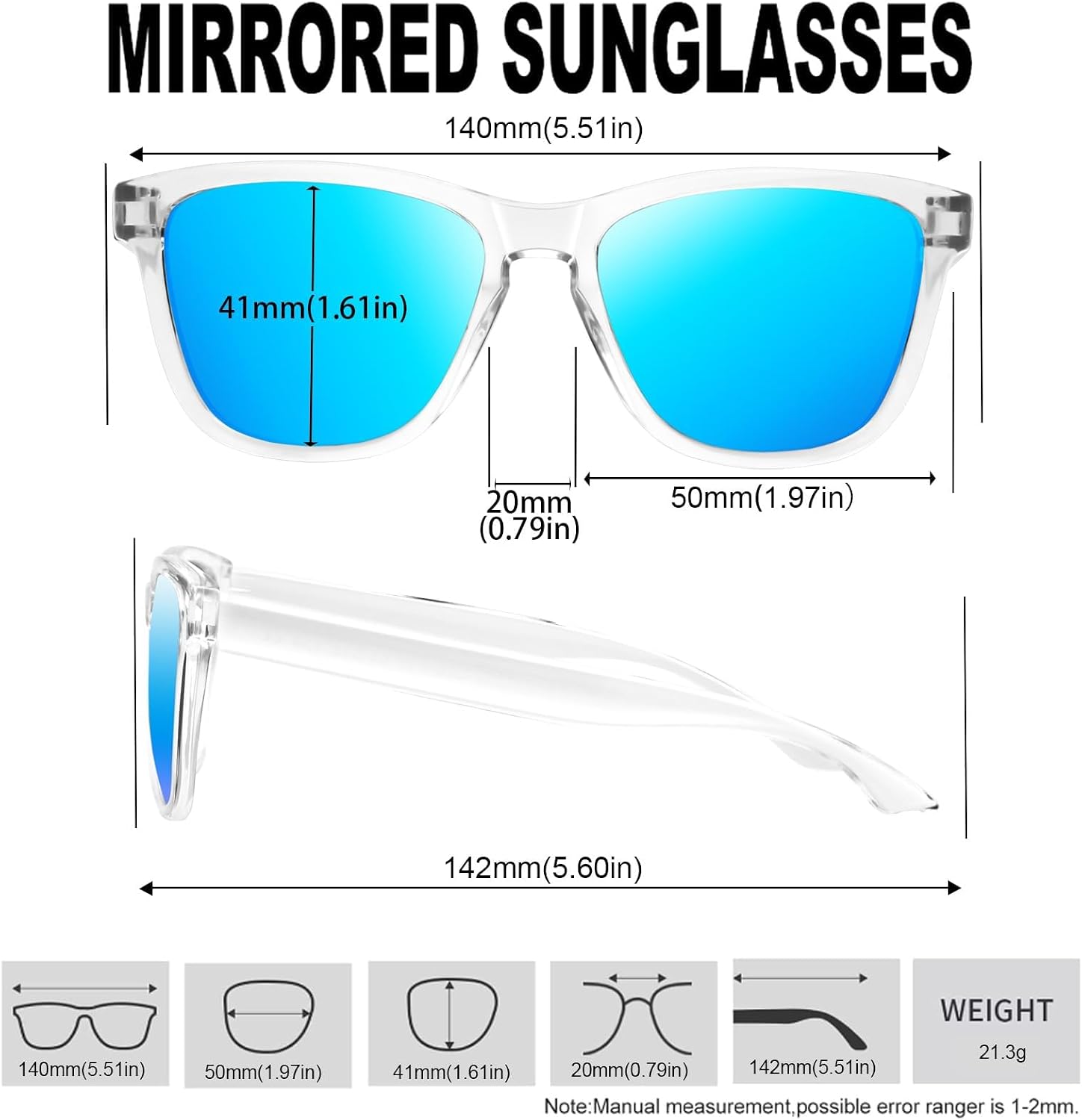 Thumbnail 3 de KANASTAL Lunettes de soleil polarisées Polarisées UV400 carrées rétro (unisex, branches incurvées, verres TAC)