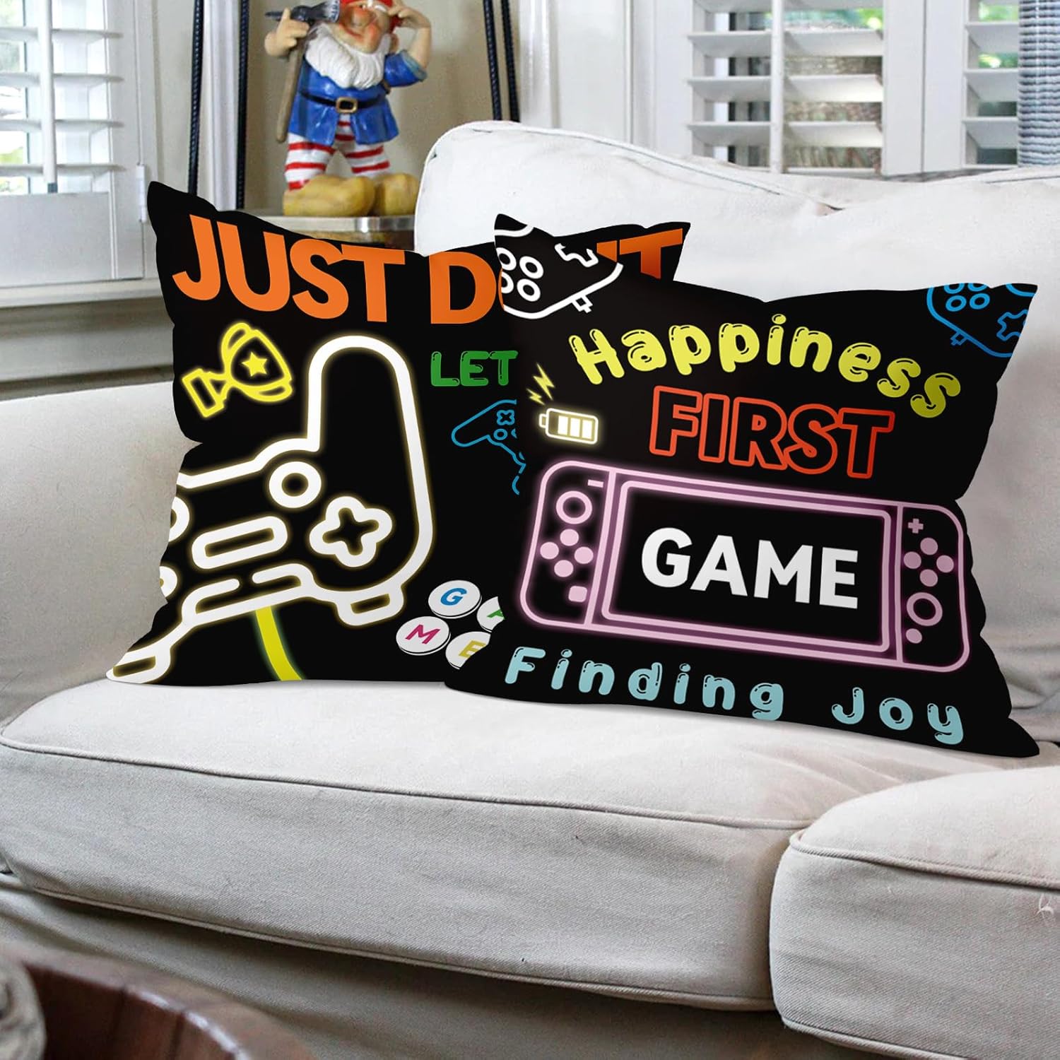 Detalle de Joymaison Gamer Room 45x45 cm Throw Pillow Covers – Set of 4