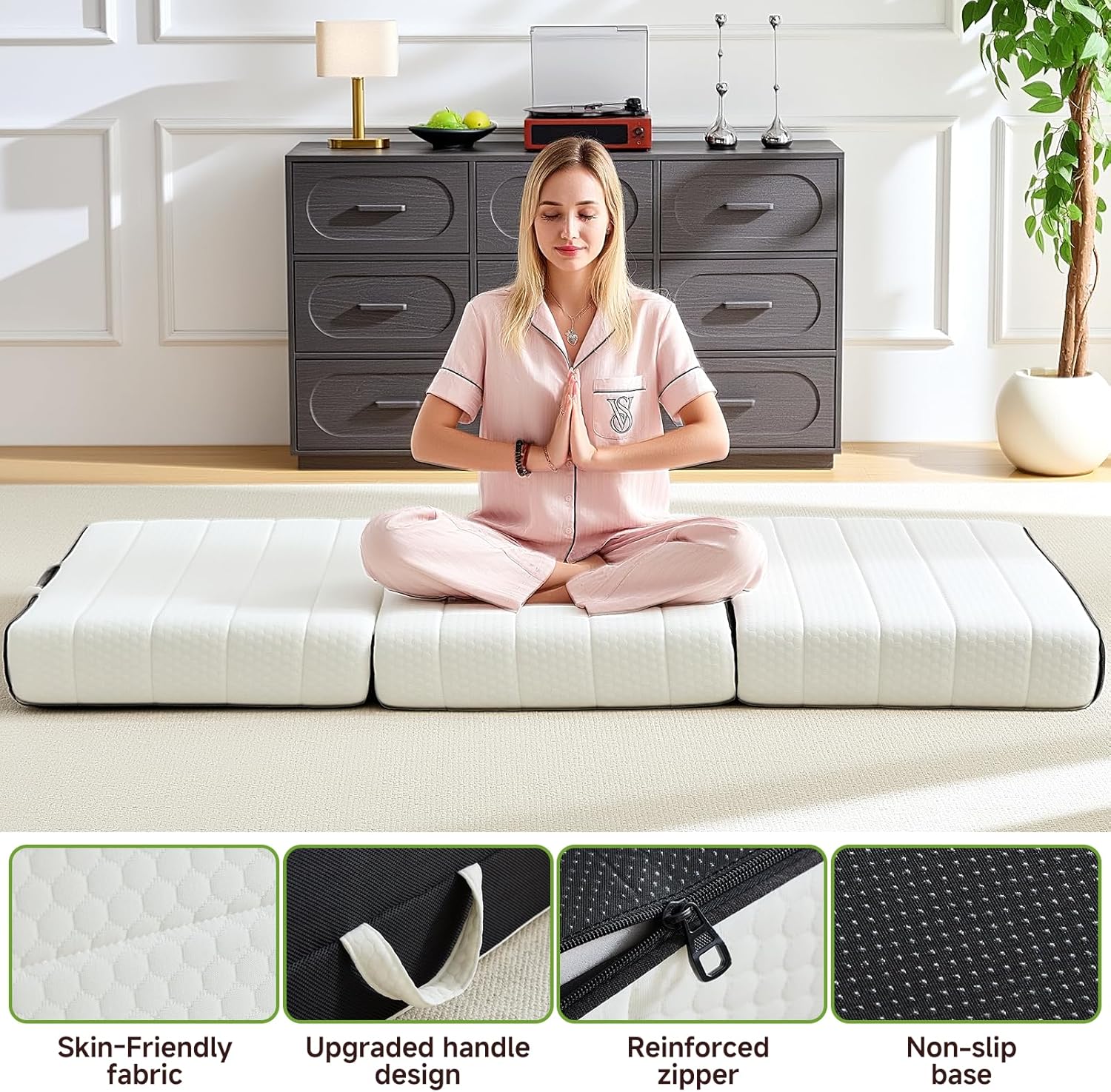 Thumbnail 5 de ROXGOX Foldable Mattress: Queen Tri-Fold Memory Foam with Washable Cover