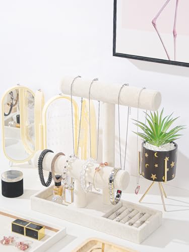 Detalle de Coward 2-Tier Organizer for Necklaces and Bracelets (Beige, Without Lid)