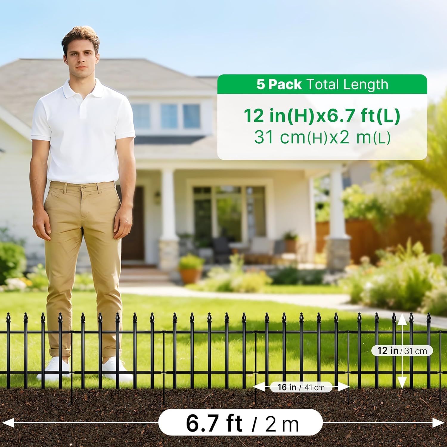 Thumbnail 1 de Thealyn Metal Decorative Garden Fence 40cm Wide x 30cm High (5 Panels, Total Length 2m)