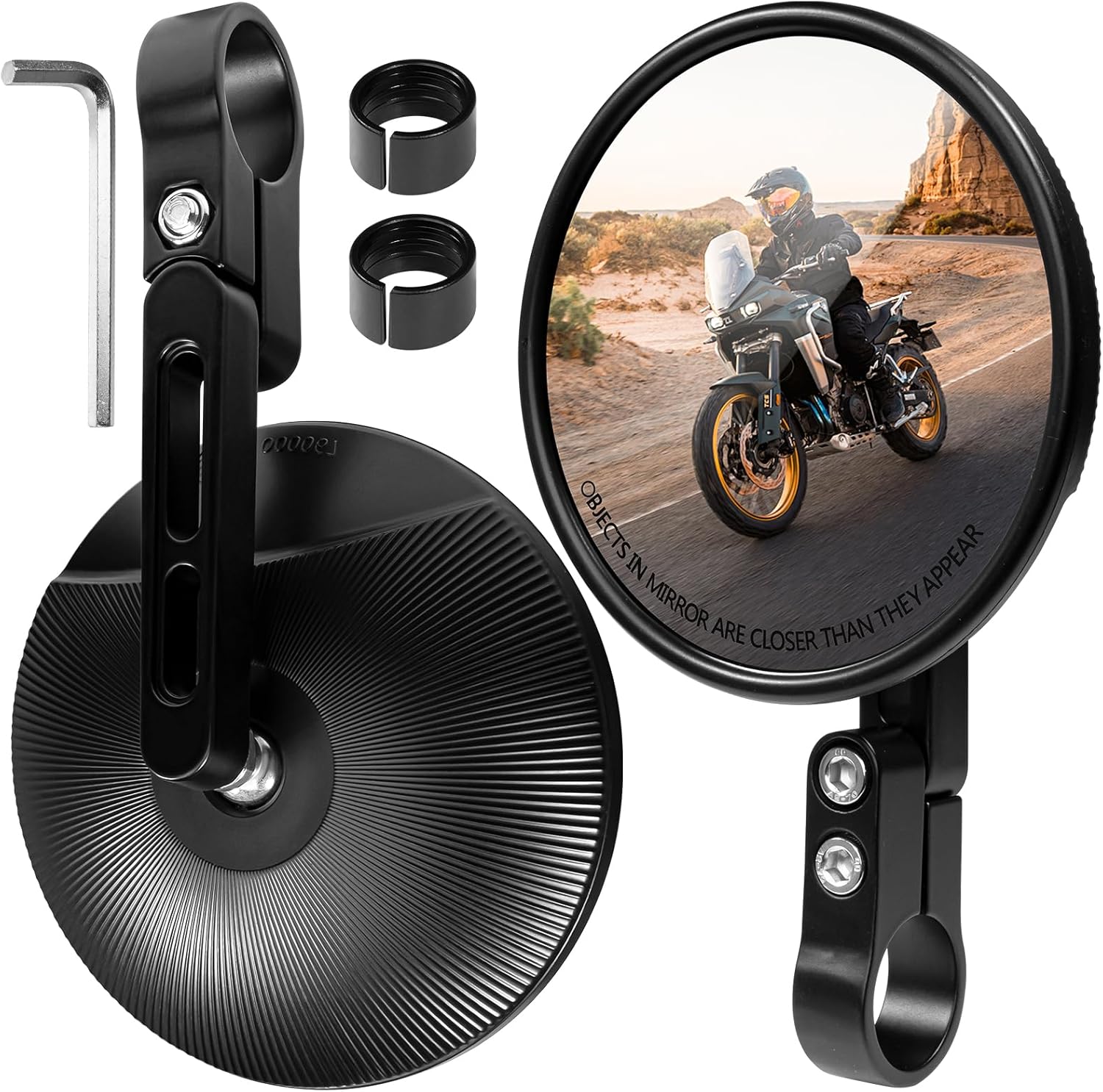 LOVLEX E24 Motorrad Spiegel Set – Universale 360° drehbare Lenkerendenspiegel (2er Set)