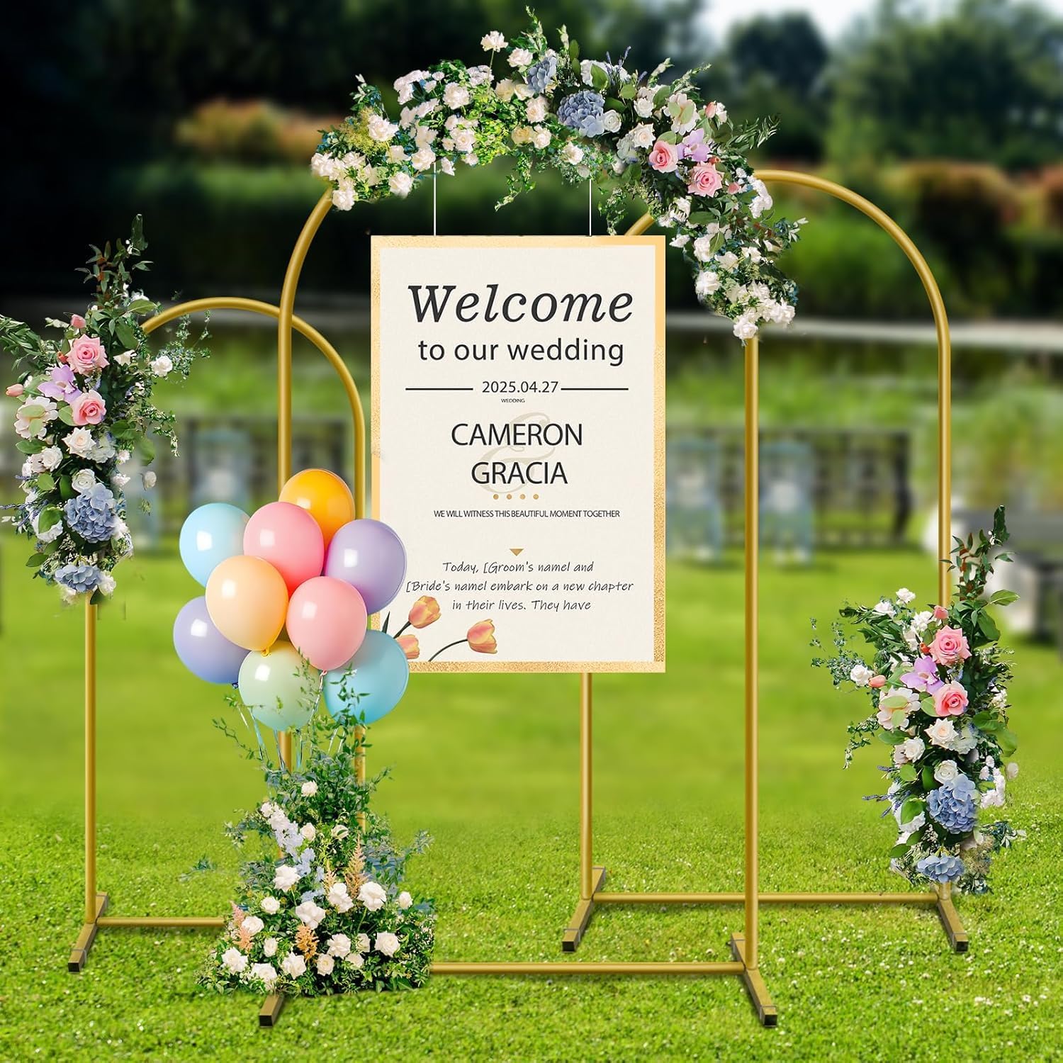 Thumbnail 5 de YAYOYA Metal Arch Backdrop Stand – Set of 3 (4ft/5ft/6ft) Gold Arches