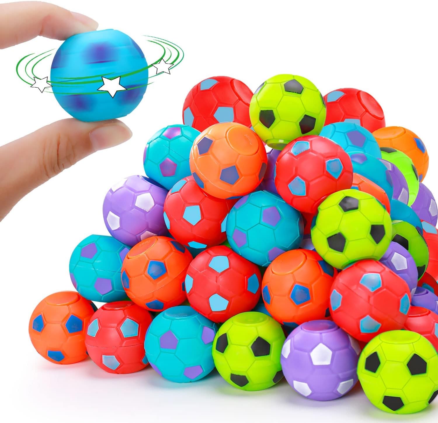 Detalle de Thremhoo Mini Soccer Fidget Spinner Toys, 40-Pack Multicolour Plastic