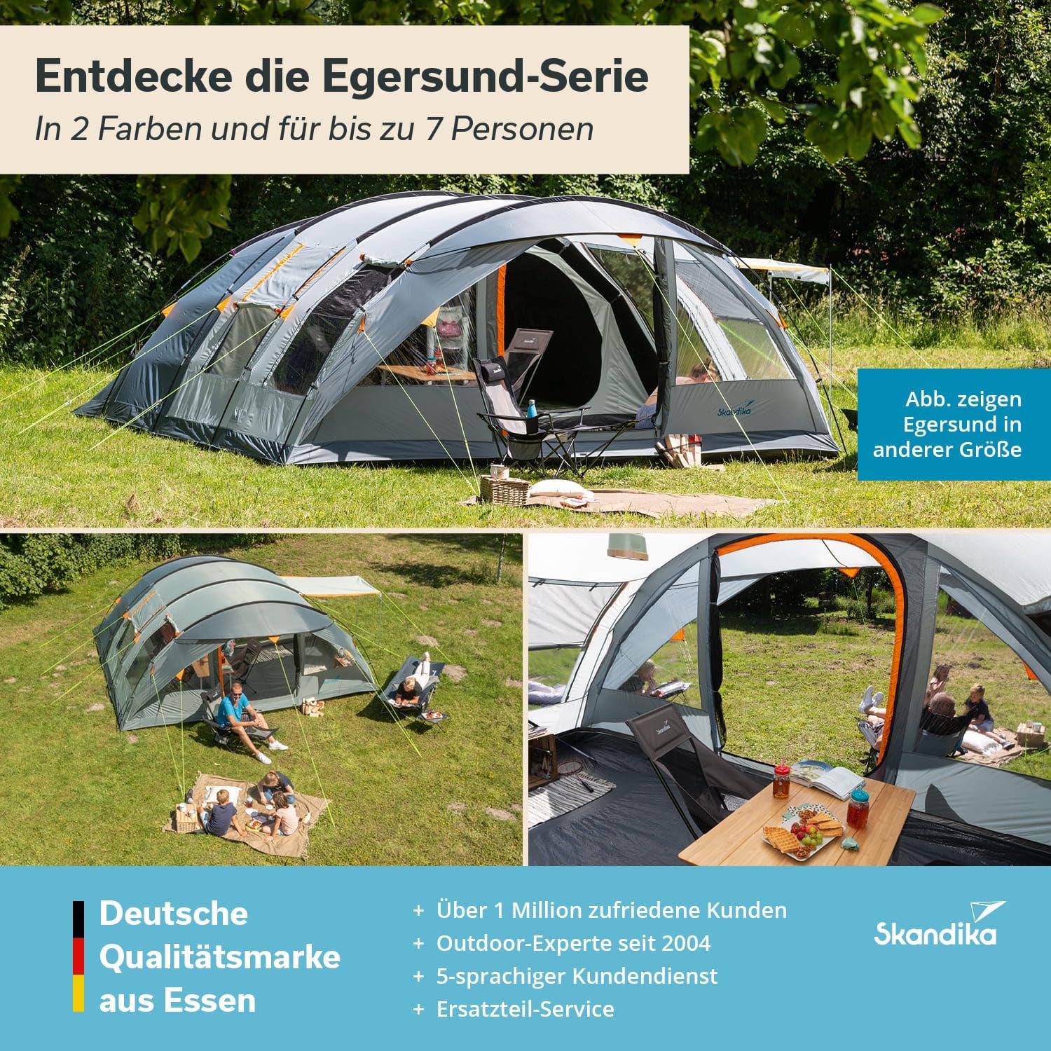 Thumbnail 6 de Skandika Egersund Tunnelzelt für 3, 5 oder 7 Personen – mit Sleeper Technologie und wasserdichtem Außenzelt