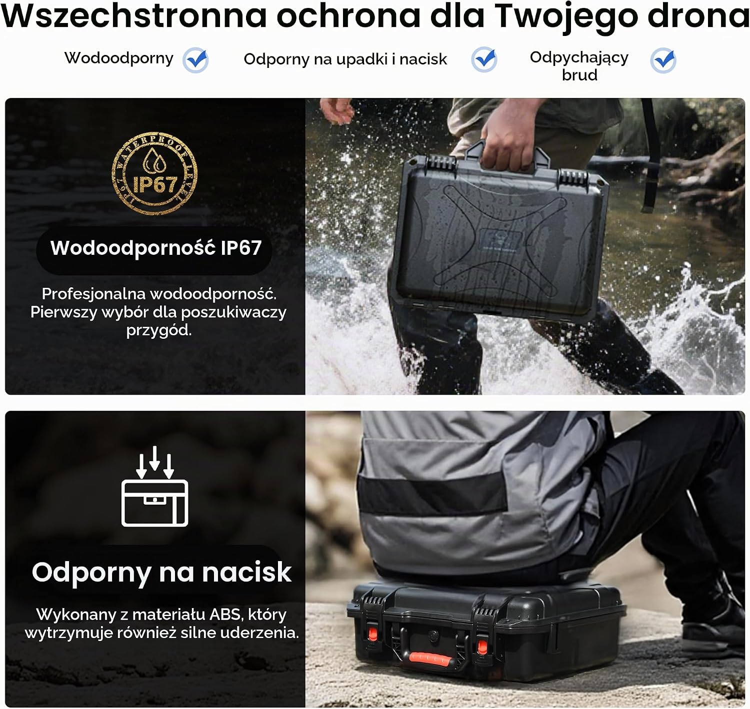 Detalle de STARTRC Mini 5 Pro i Mini 4 ProCase – twarde etui z PP, 37 × 28 × 13 cm