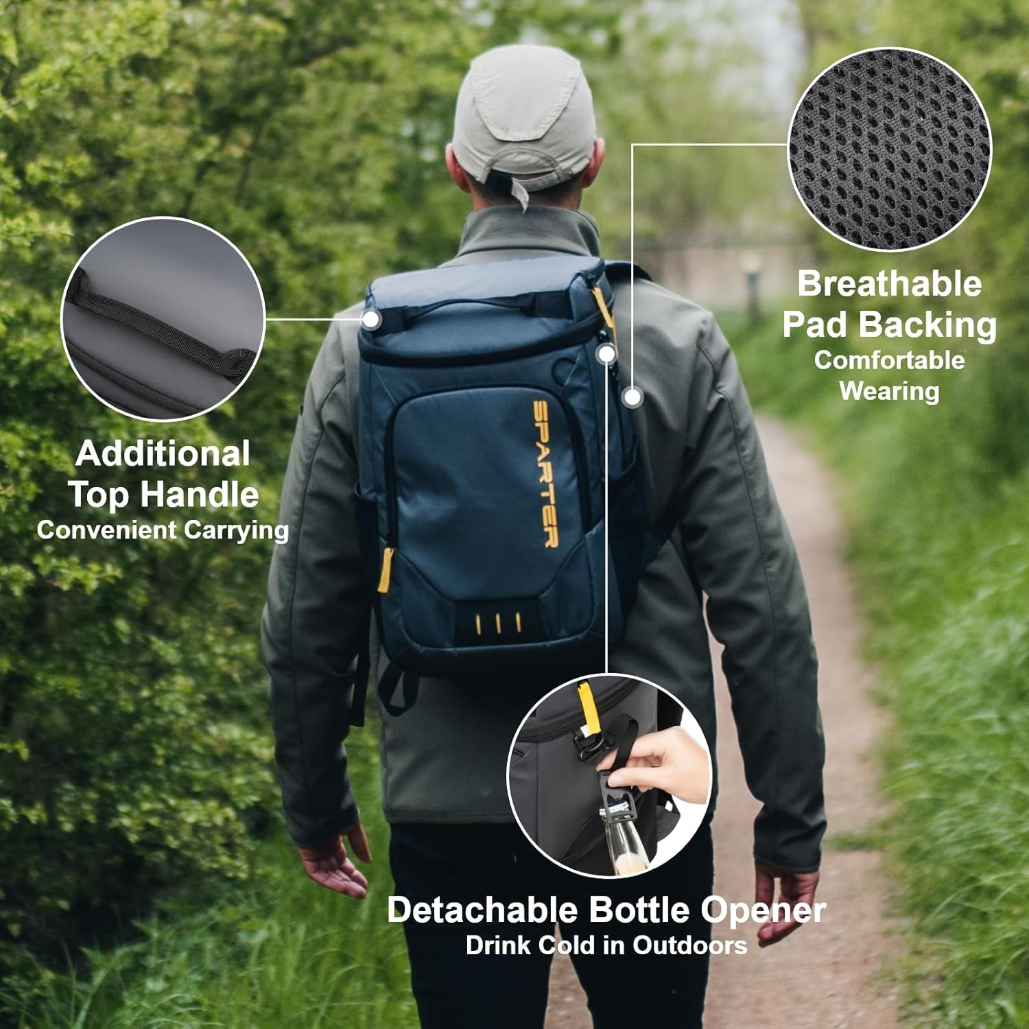 Thumbnail 5 de SPARTER Backpack Cooler Insulated Leak Proof 33 Cans: Two-Chamber Lunch & Beverage Pack