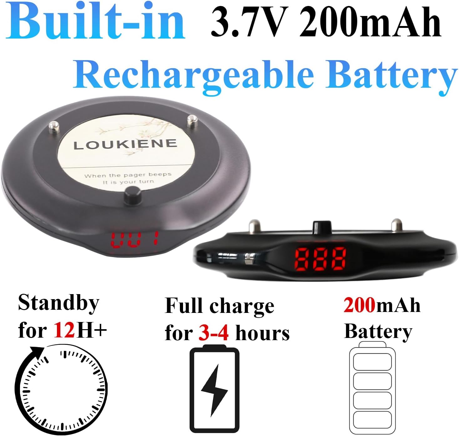 Thumbnail 1 de LOUKIENE Restaurant Pager System 20 Wireless Coaster Pagers