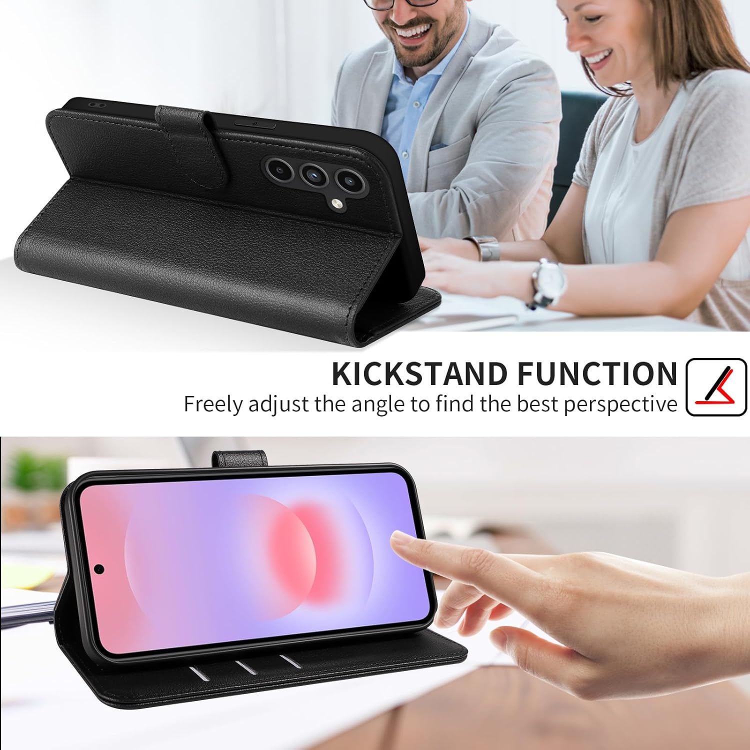 Detalle de UITUIM Leather Wallet Case with Screen Protector and Stand for Samsung Galaxy A37 5G