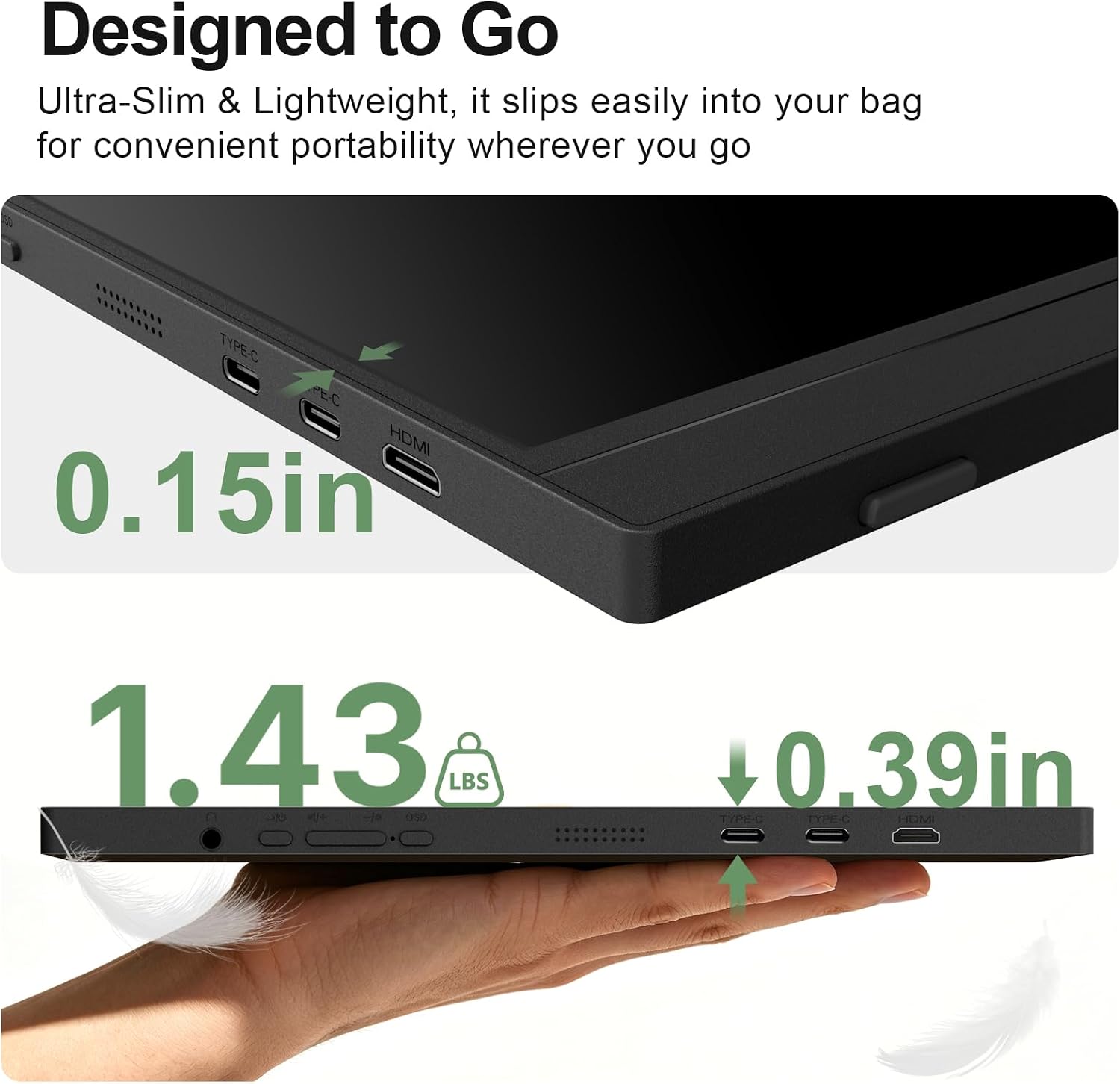 Detalle 1 de GEESUU Portable Monitor 15.6-inch