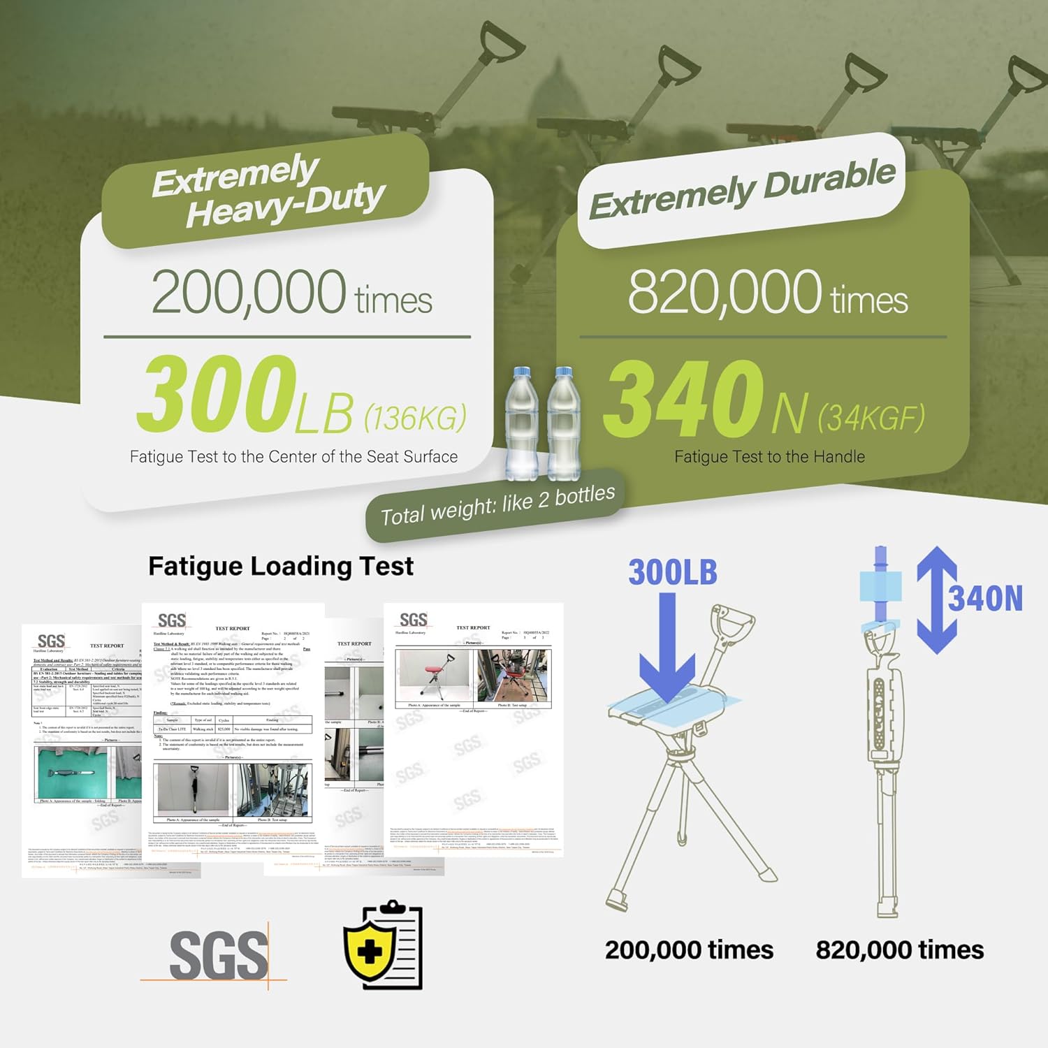 Thumbnail 6 de Ta-Da Chair Series 2 Portable Walking Stick with Seat (Foldable Camping Chair) by STEP2GOLD