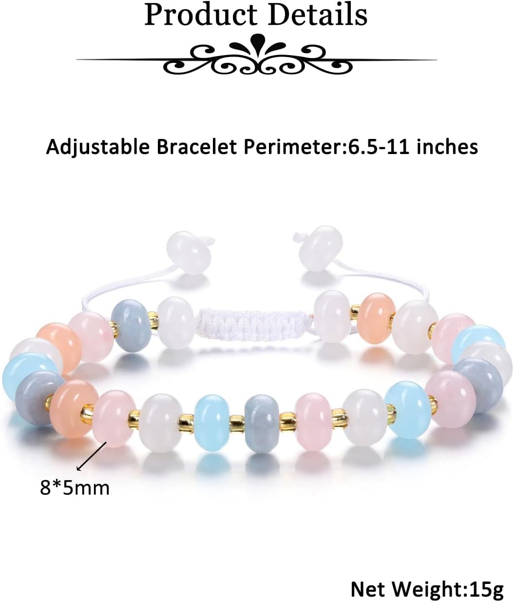 Detalle de JSDDE Healing Crystal Bracelet for Women and Girls: Colourful Boho Beaded Gemstone Jewellery