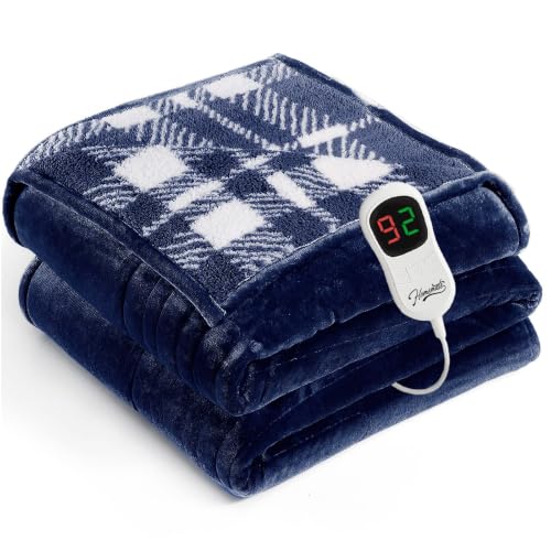 Detalle de Homemate Corded Heated Throw with Flannel, Sherpa and 5 Heat Settings