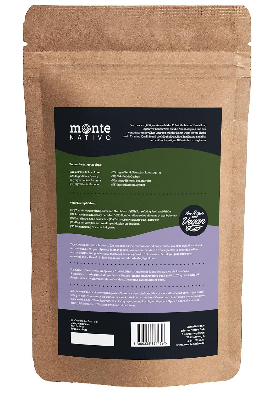 Detalle 2 de Bohnenkraut getrocknet Monte Nativo (250g) – Aromatisches Bohnenkraut gerebelt