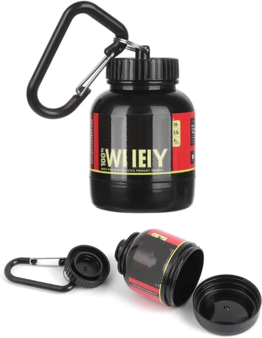 Detalle 1 de Omana Protein Powder Storage Container to go (BPA-free) with Funnel & Keychain, travel gym supplement case