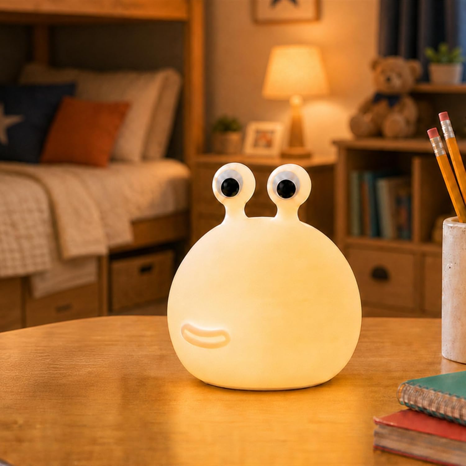 Detalle de MUID Slug Night Light, Soft Silicone Lamp with Warm LED and 15-Minute Shutoff