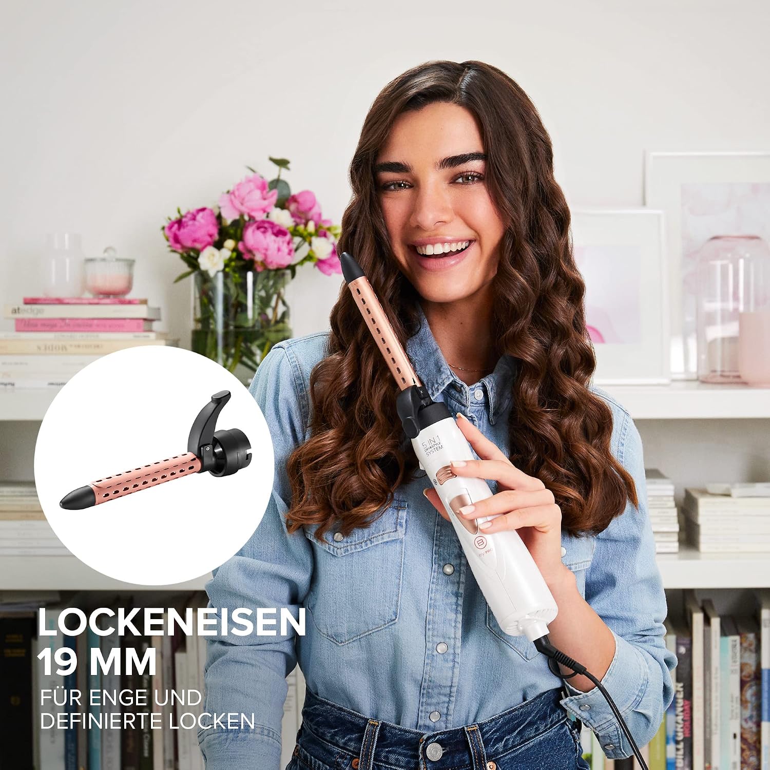 Detalle de Bellissima My Pro GH18 1100 – Heißluft-Modellierstab mit Keramikbeschichteten Bürsten, 5 Zubehörteile
