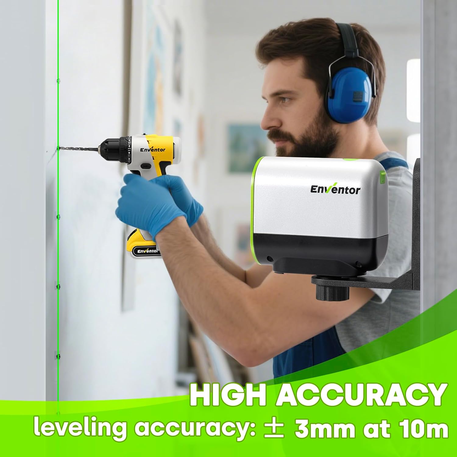 Thumbnail 2 de Enventor Rechargeable Laser Level with 25M Range, 360° Magnetic Base and Dual Laser Modules