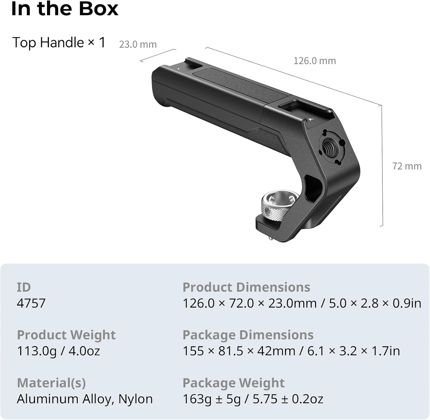 Thumbnail 6 de SmallRig Lightweight Top Handle with ARRI Locating Pins (Model 4757) – 113g