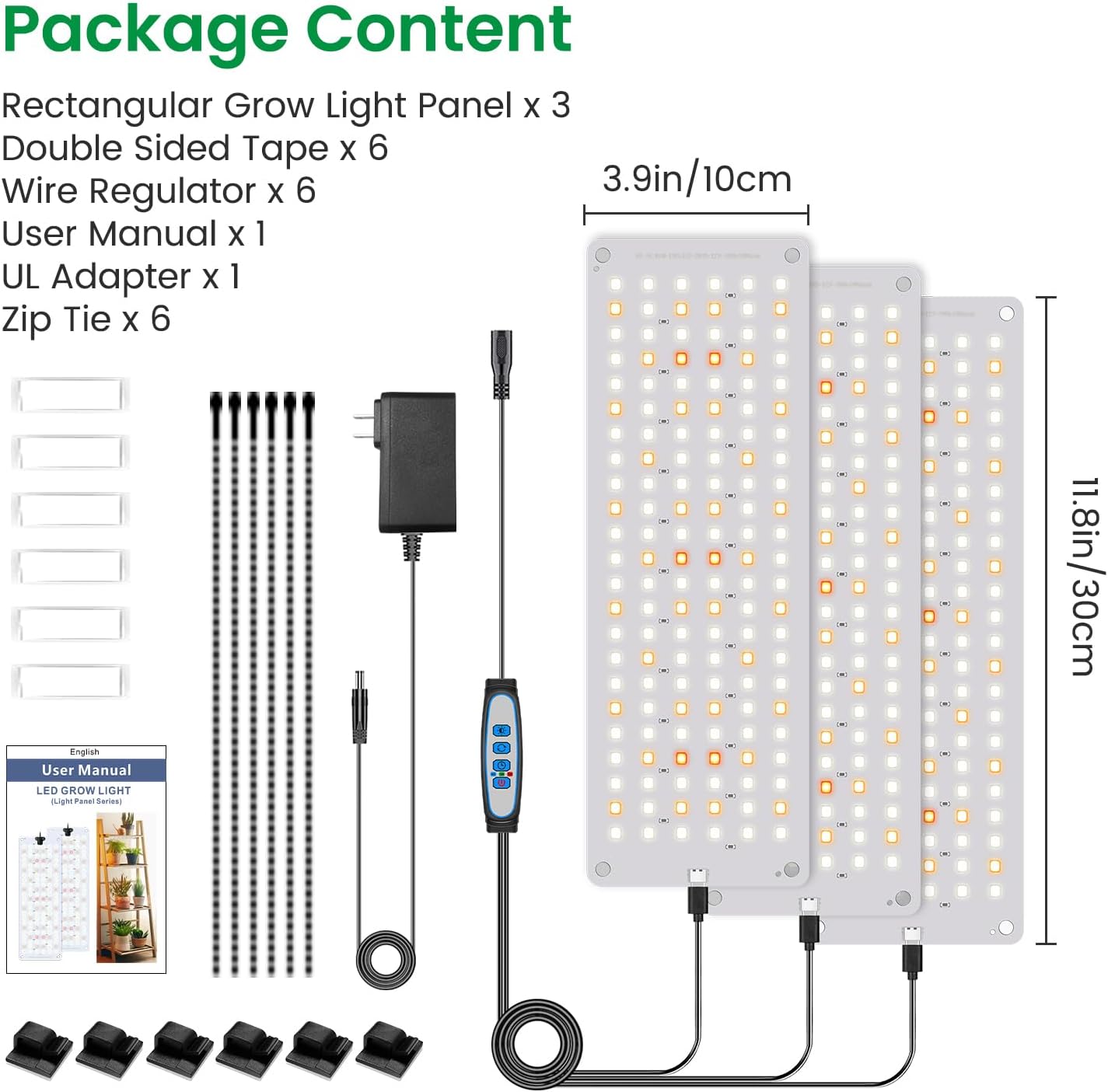 Thumbnail 6 de Aumtrly BL-G30A Grow Light, 414 LED Full Spectrum, 3 Panels with Timer