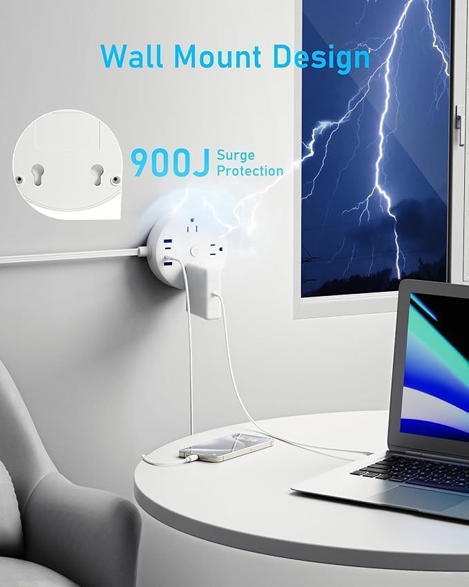 Thumbnail 5 de Yozisital PD20W Power Strip, 6 Outlets, 4 USB Ports, 15-Foot Cord
