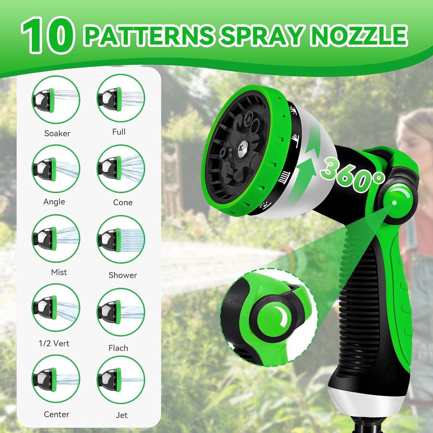 Detalle 2 de Yofidra Expandable Garden Hose 100ft with 10-Function Spray Nozzle