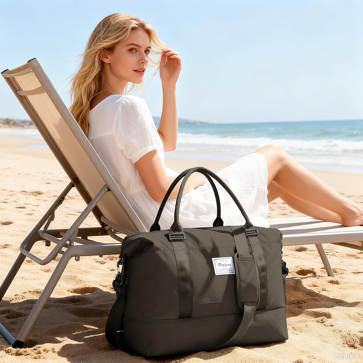 Detalle de Reisetasche Damen 45x36x20 – praktische EasyJet-Handgepäck-Tasche mit Schuhfach und Nass-/Trocken-Trennung
