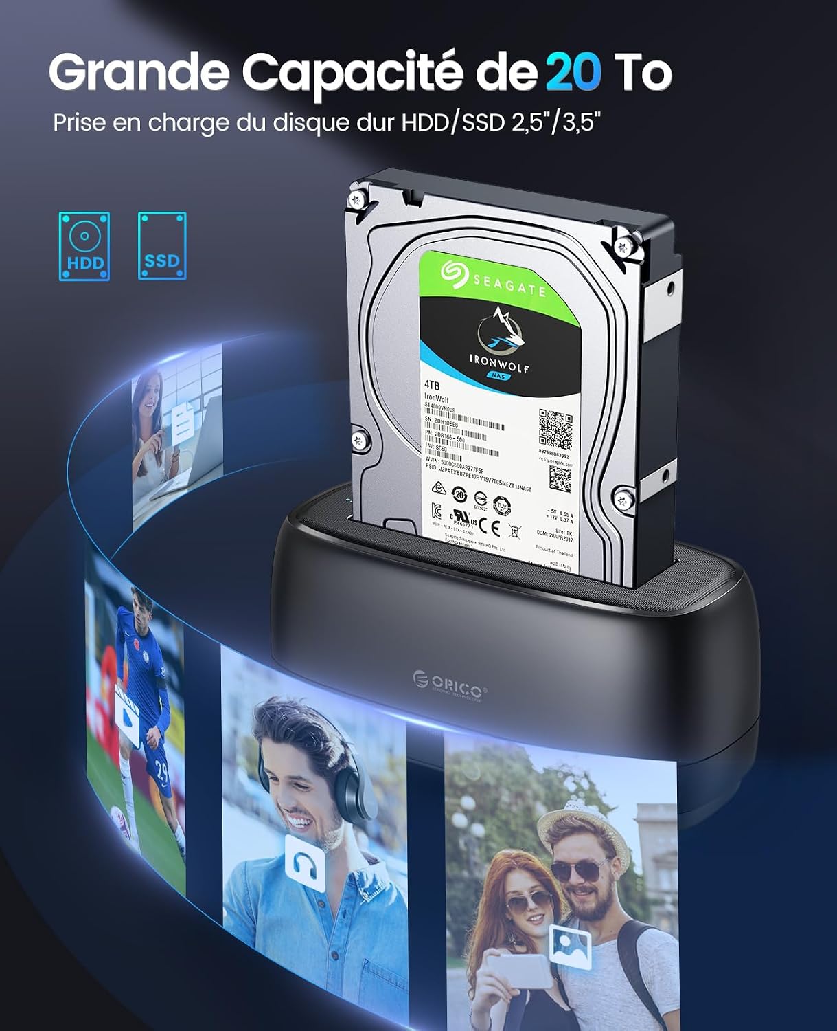 Detalle de ORICO Disque Dock SATA USB 3.0 20 To