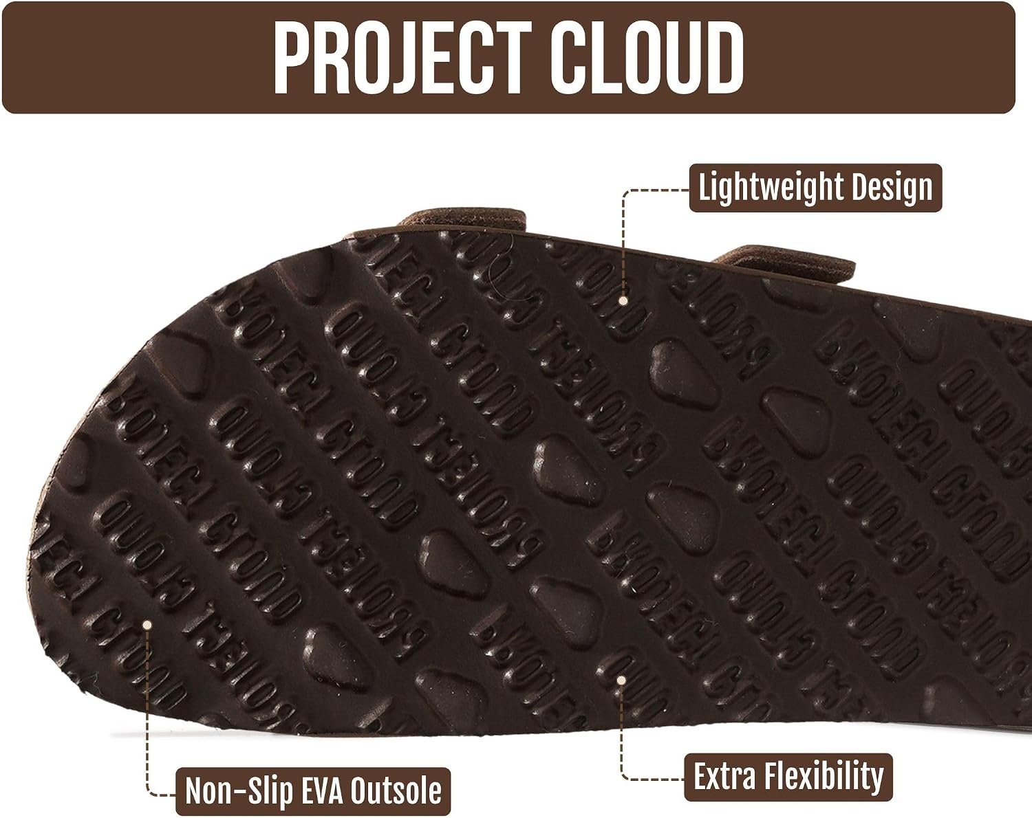 Detalle de Project Cloud 100% Genuine Leather Flat Sandals for Women (Venita) with Cork Footbed, Memory Foam & Arch Support