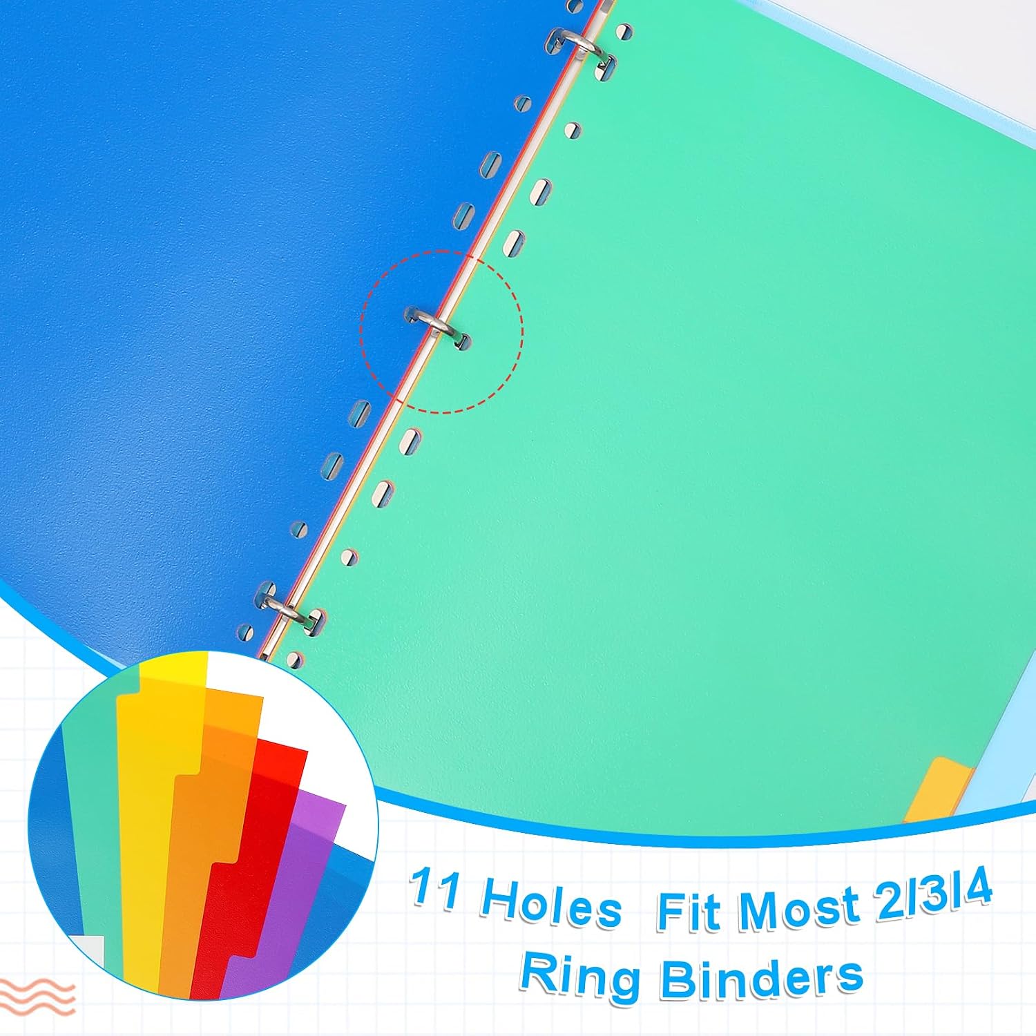 Detalle de A4 File Dividers 10-Pack (12-Part) Coloured Plastic Dividers with Sticky Notes for Lever Arch Files