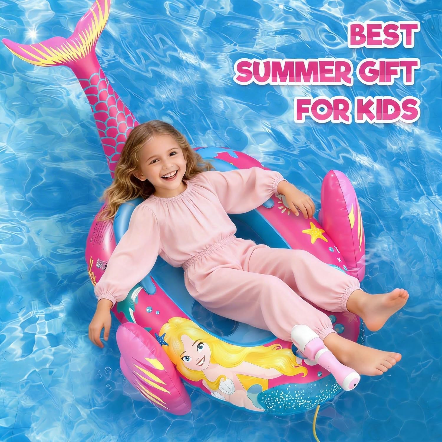 Thumbnail 6 de ASDGZD Mermaid Kids Pool Float with Water Gun — 44 x 29 inches inflatable