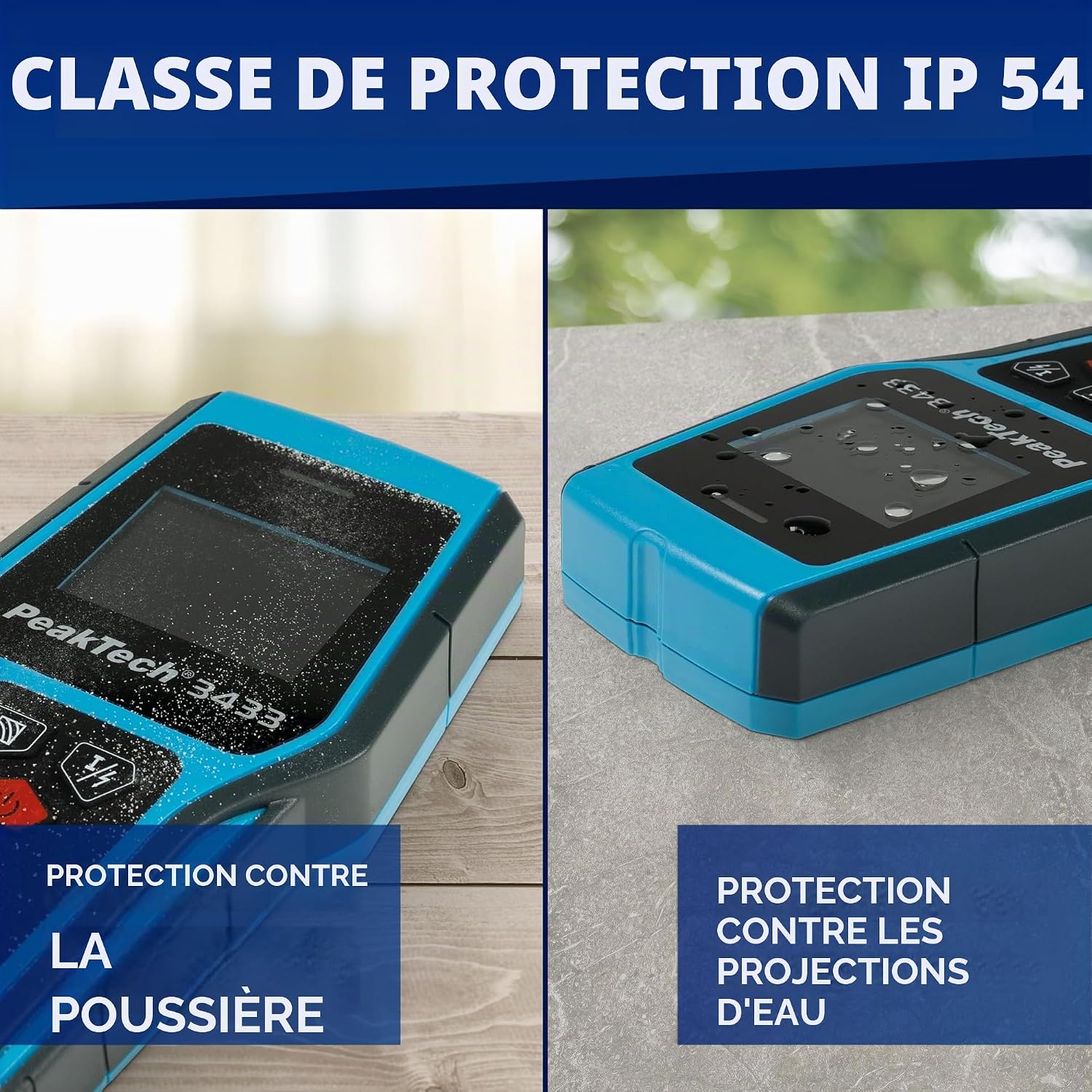 Detalle de PeakTech P 3433 digitale wandscanner met detectiediepte van 20–120 mm