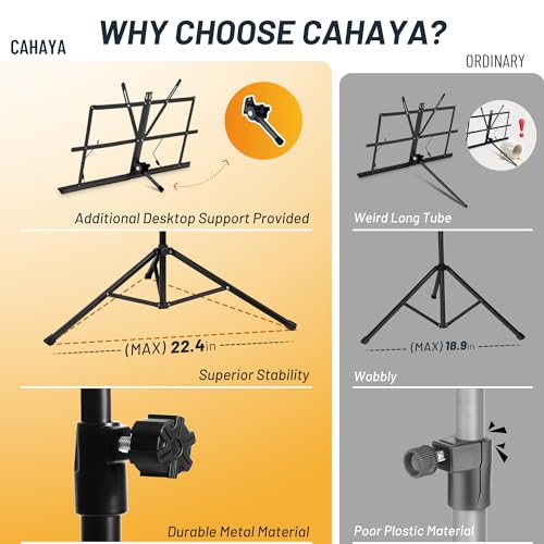 Detalle de CAHAYA Sheet Music Stand Portable Folding Dual Use Desktop Book Holder