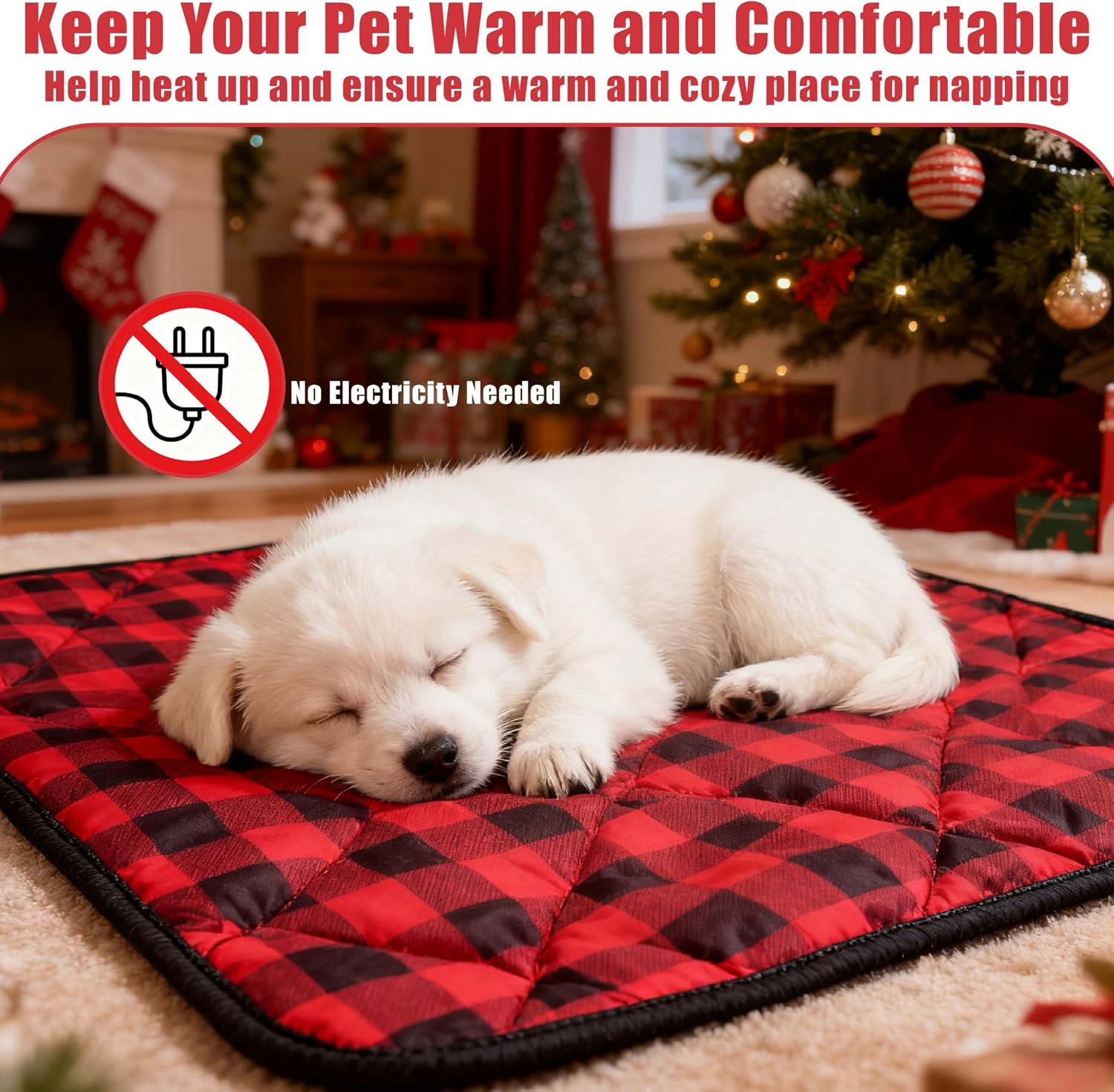 Thumbnail 4 de HuaCommerce Self-Heating Pet Mat for Dogs and Cats (46x61cm) — Christmas-Themed, Non-Slip, Machine Washable