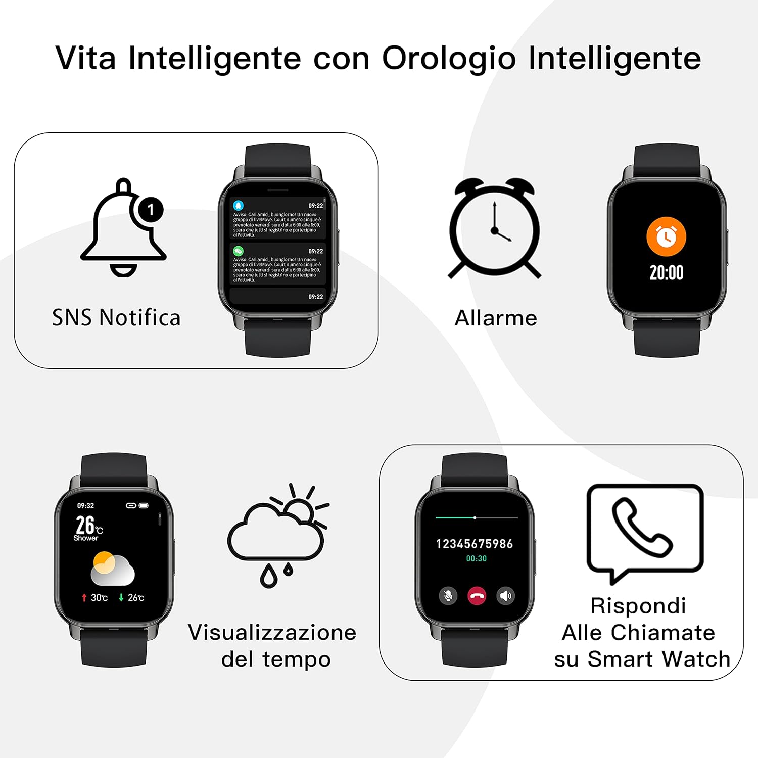 Thumbnail 4 de Popglory Smartwatch Uomo Donna: contapassi, chiamate e assistente vocale AI, con 2 cinturini