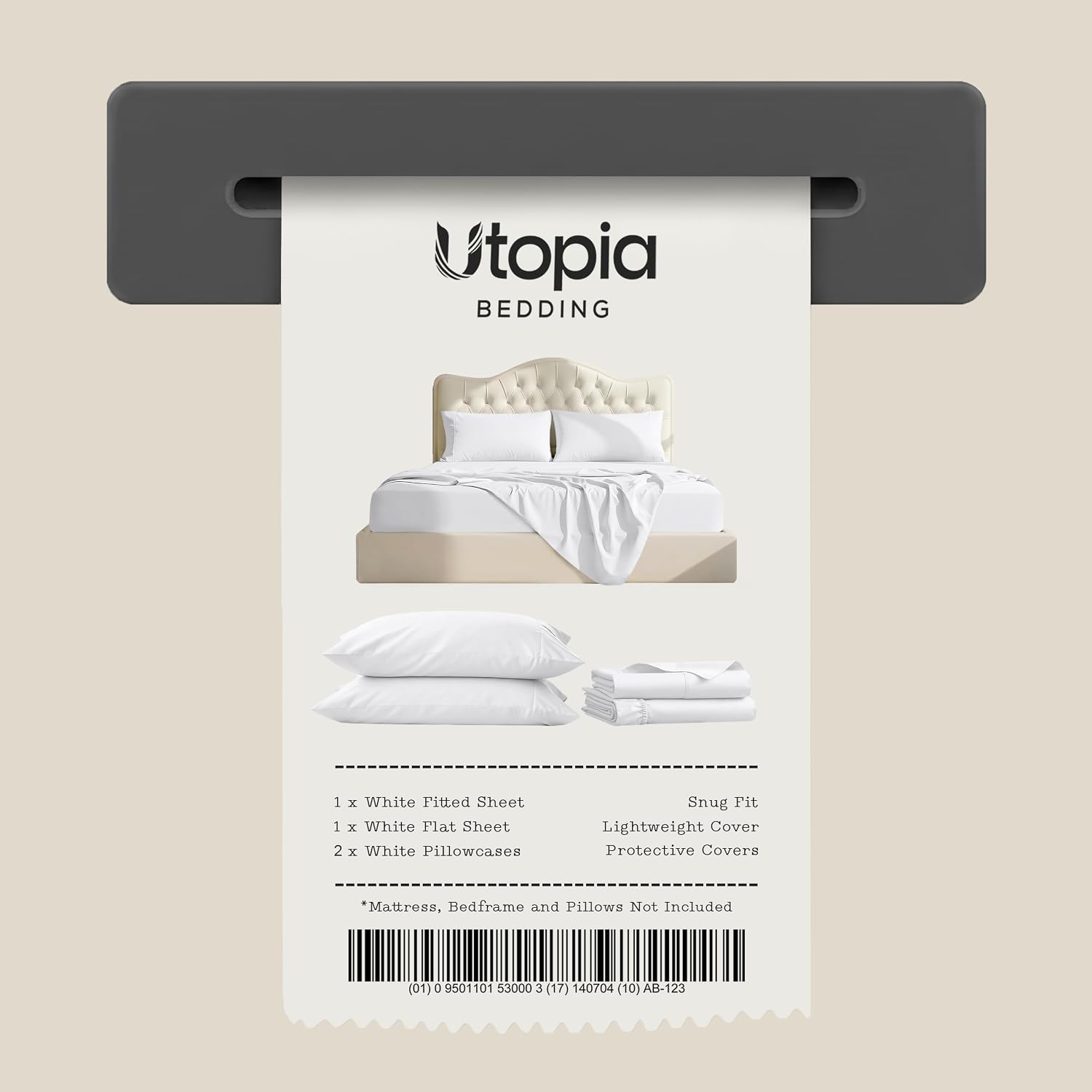 Thumbnail 6 de Utopia Bedding komplet pościeli King, 4-częściowy, ze szczotkowanej mikrofibry, biały