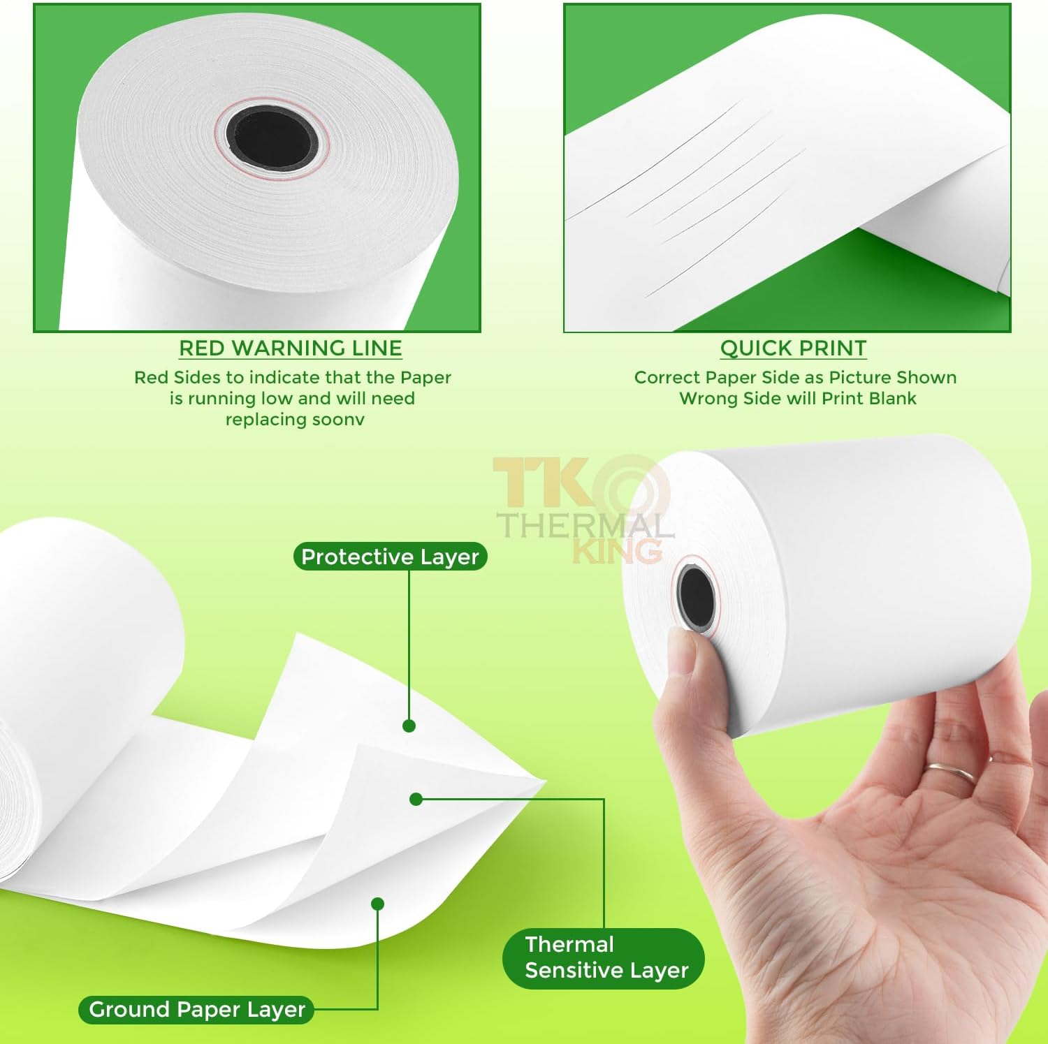 Thumbnail 2 de TK Thermal King 3 1/8" x 230' Receipt Rolls