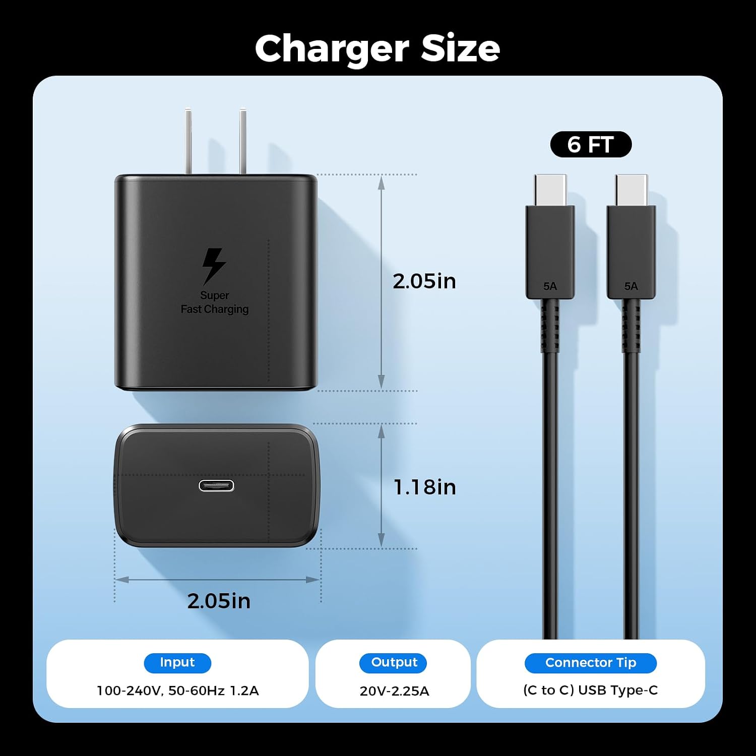 Thumbnail 6 de ANWPF YX-PD45W 45W USB-C Wall Charger 2-Pack with 6-Ft Cables