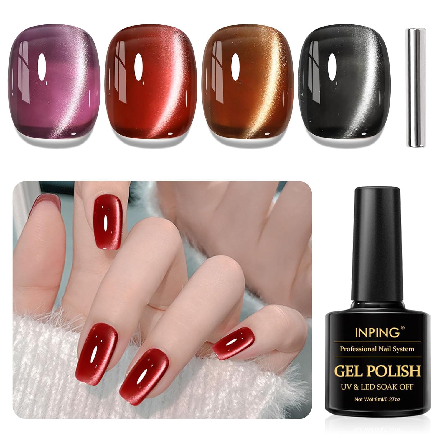 Thumbnail 6 de INPING UV Nagellack Rot – 6 Farben Dunkelrot bis Burgund, Gel Nagellack Set 8 ml für Anfänger