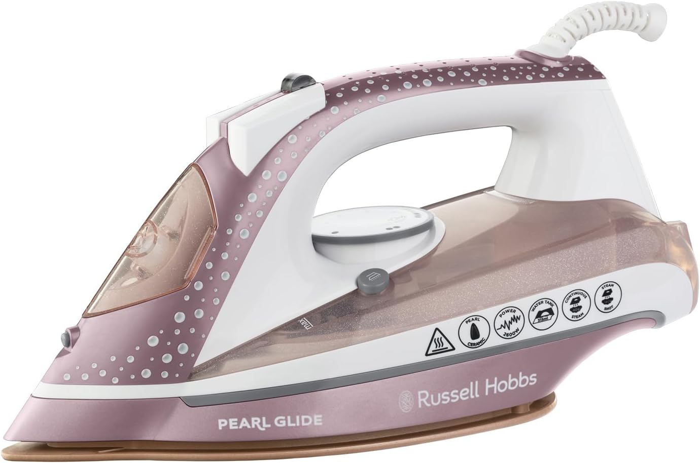 Detalle de Russell Hobbs Pearl Glide Steam Iron with Pearl Infused Ceramic Soleplate