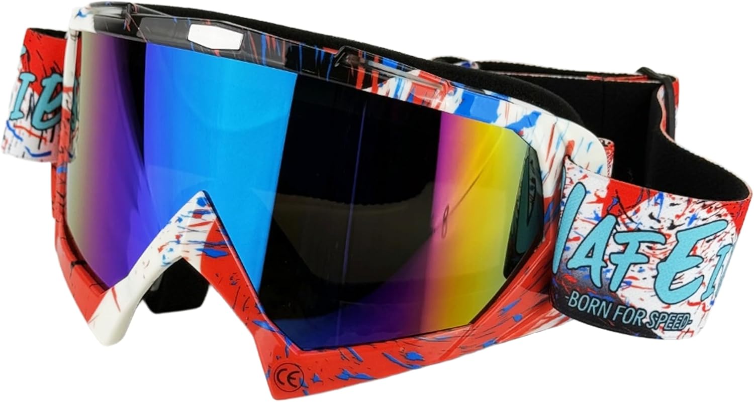 4-FQ Motocross Brille – Hochwertige Off-Road Schutzbrille in Graffiti Rot