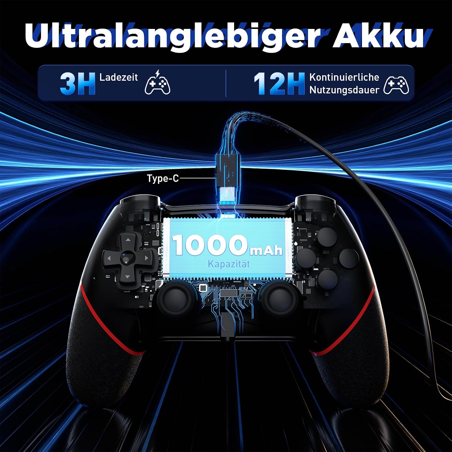 Detalle de Sefitopher Wireless Controller für PS4 – Hall-Effekt-Joystick, 1000 mAh, Turbo, programmierbare Tasten