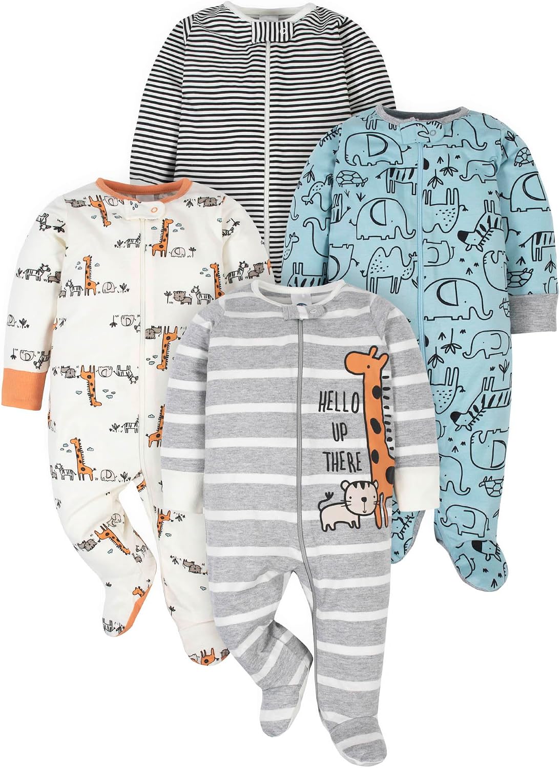 Detalle de Gerber Baby Jungen 4er-Set Sleep ’N Play Füßlinge (Neugeborene & 0–3 Monate / größere Größen)