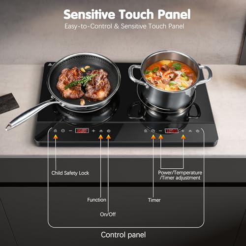 Thumbnail 2 de KICHPOWER Double Induction Hob: Portable 2-Zone Cooker with Independent Touch Controls