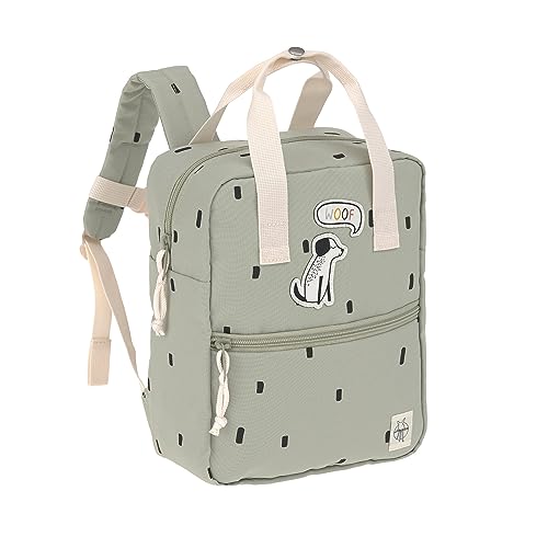 Detalle de LÄSSIG Kindergartenrucksack Mini Square 7L Happy Prints Light Olive – kompakt, robust & alltagstauglich