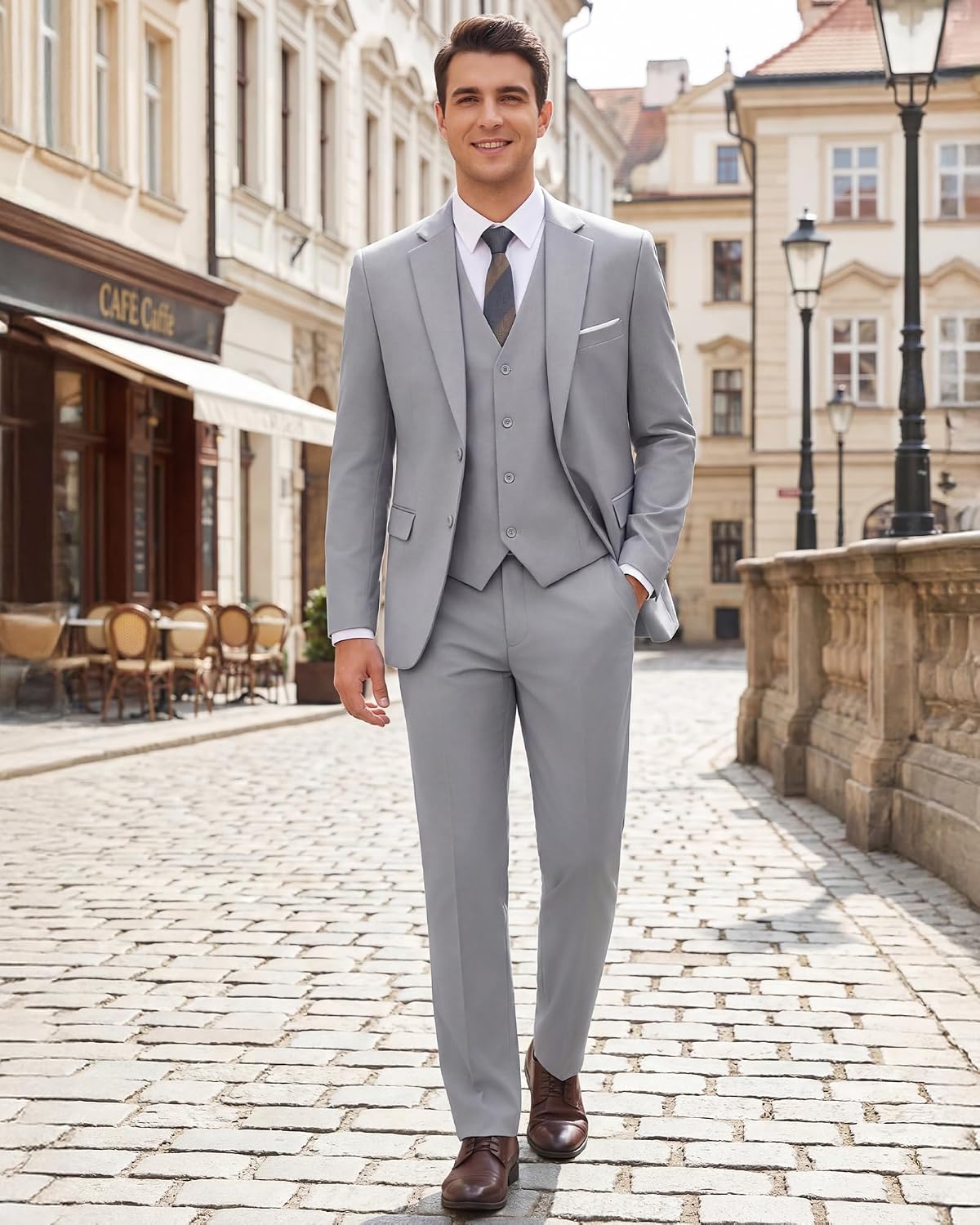 Thumbnail 2 de WULFUL Men’s Slim Fit 3-Piece Suit Set (Two-Button Blazer, Vest & Pants)